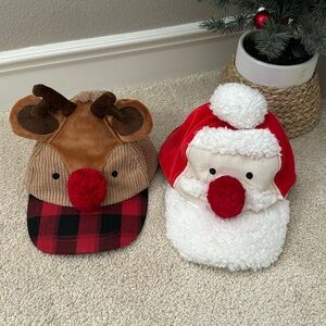 Reindeer and Santa hats for toddler by Mud Pie